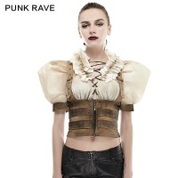 White Puff Sleeves Steampunk Shirt